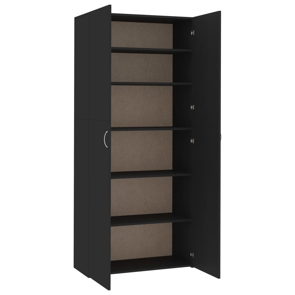 Shoe Cabinet Black 31.5"x14"x70.9" Engineered Wood