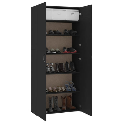 Shoe Cabinet Black 31.5"x14"x70.9" Engineered Wood