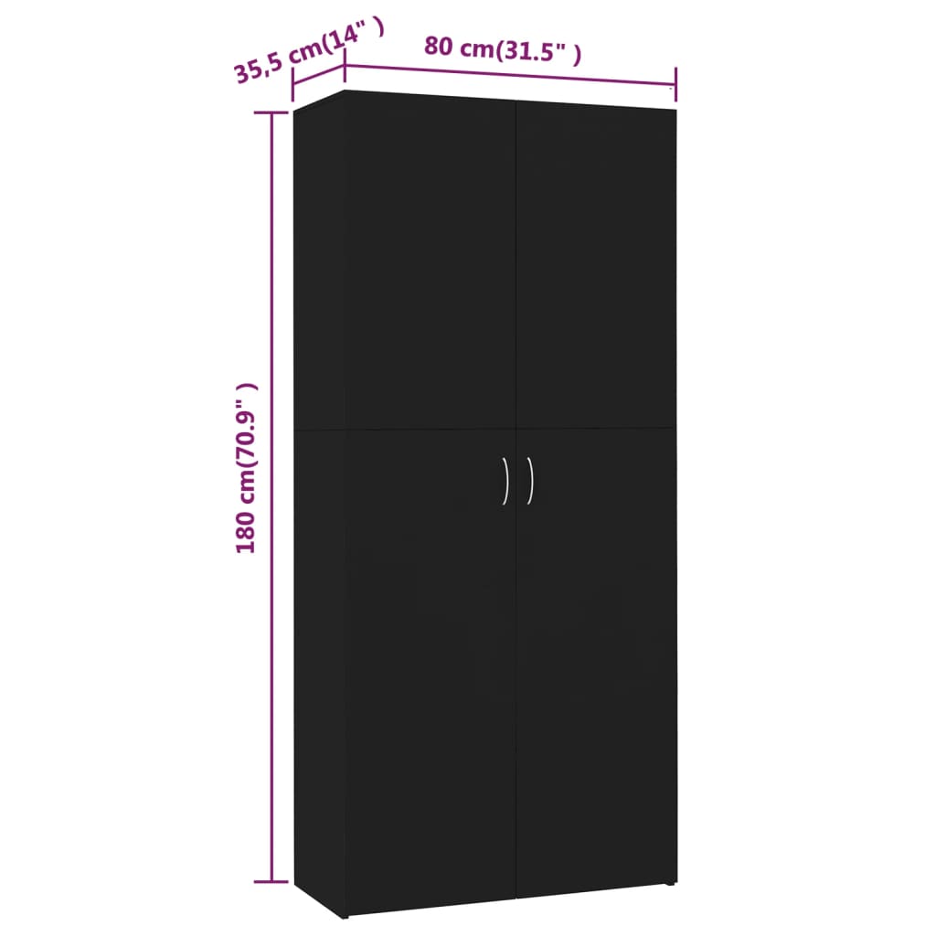 Shoe Cabinet Black 31.5"x14"x70.9" Engineered Wood