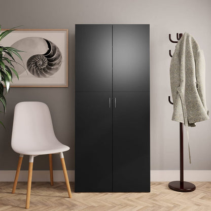 Shoe Cabinet Black 31.5"x14"x70.9" Engineered Wood
