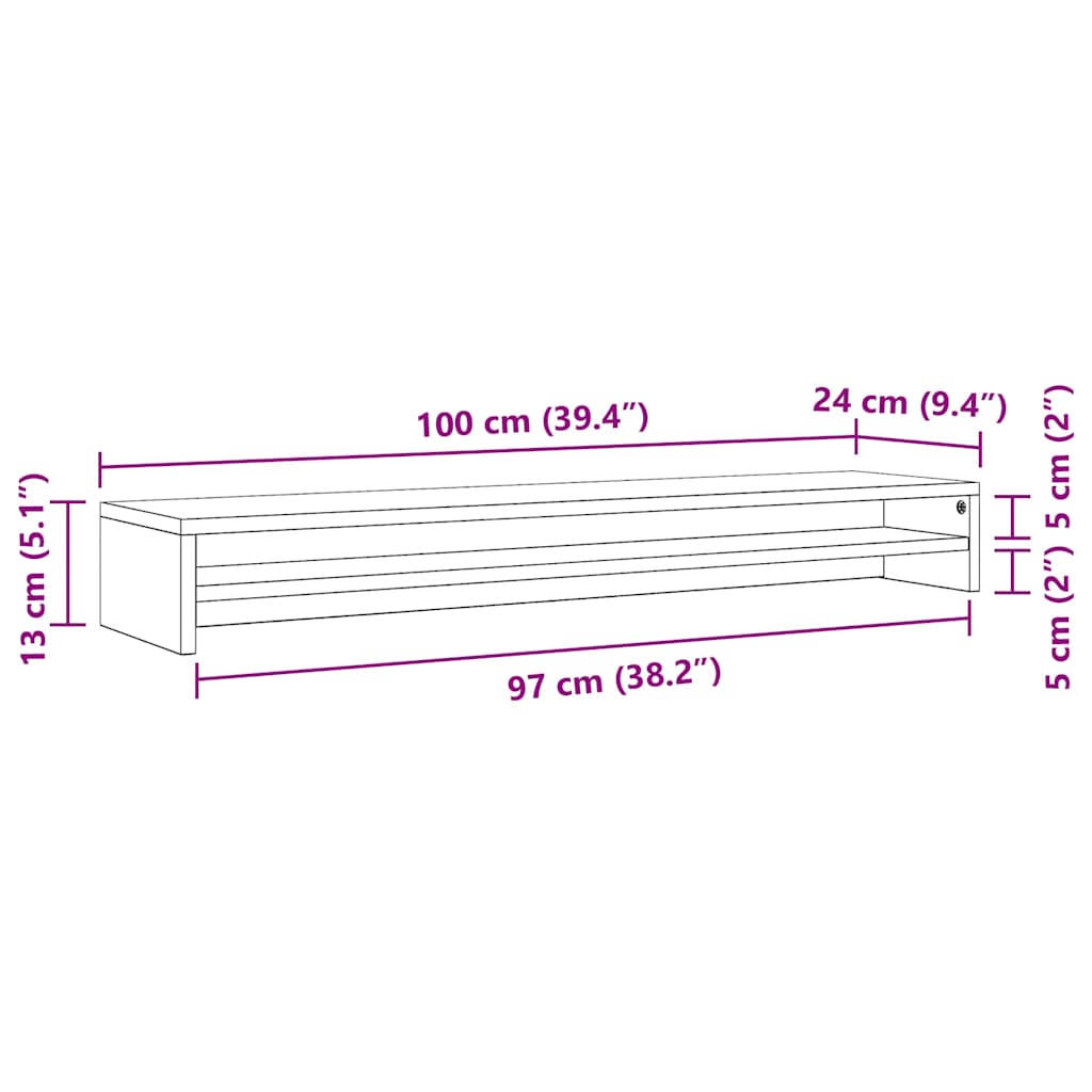 Monitor Stand Sonoma Oak 39.4x9.4x5.1" Engineered Wood