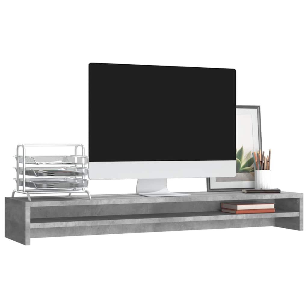 Monitor Stand Concrete Grey 39.4x9.4x5.1" Engineered Wood