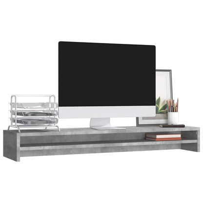 Monitor Stand Concrete Grey 39.4x9.4x5.1" Engineered Wood