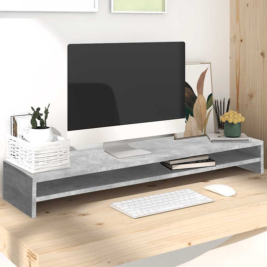 Monitor Stand Concrete Grey 39.4x9.4x5.1" Engineered Wood