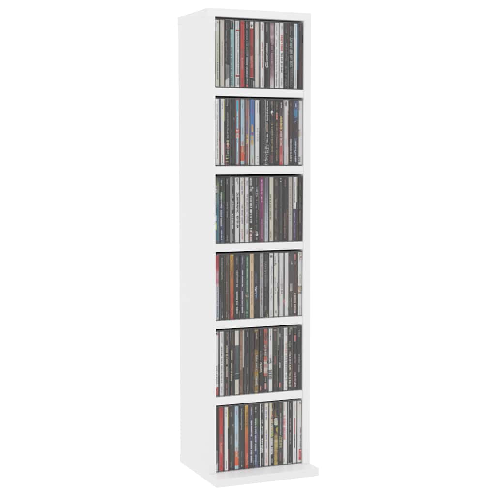 CD Cabinet White 8.3x7.9x34.6" Engineered Wood