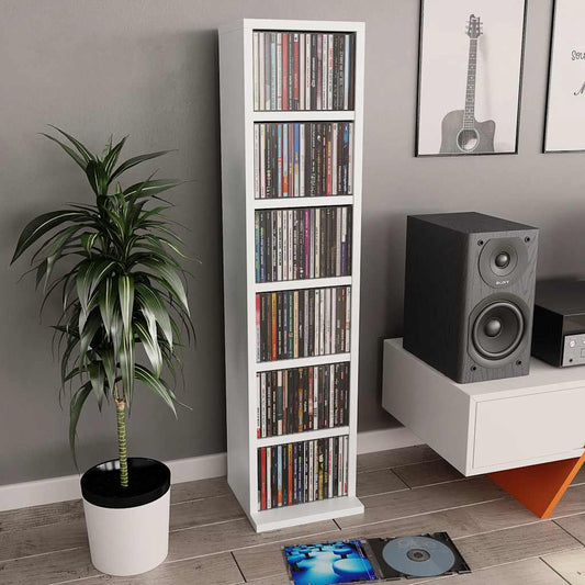 CD Cabinet White 8.3x7.9x34.6" Engineered Wood