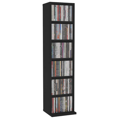 CD Cabinet Black 8.3x7.9x34.6" Engineered Wood