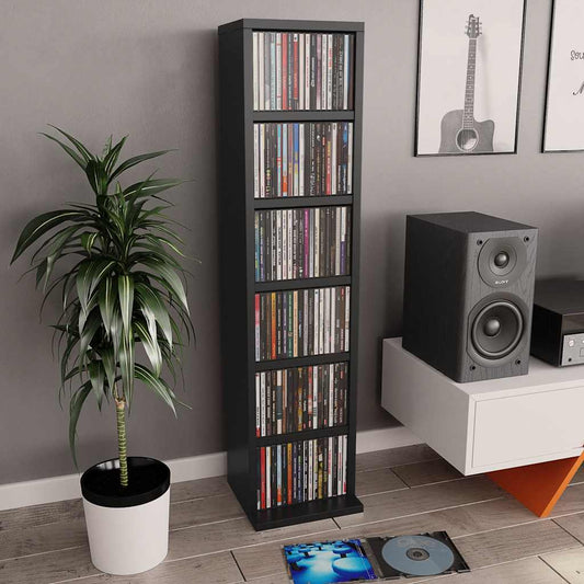 CD Cabinet Black 8.3x7.9x34.6" Engineered Wood