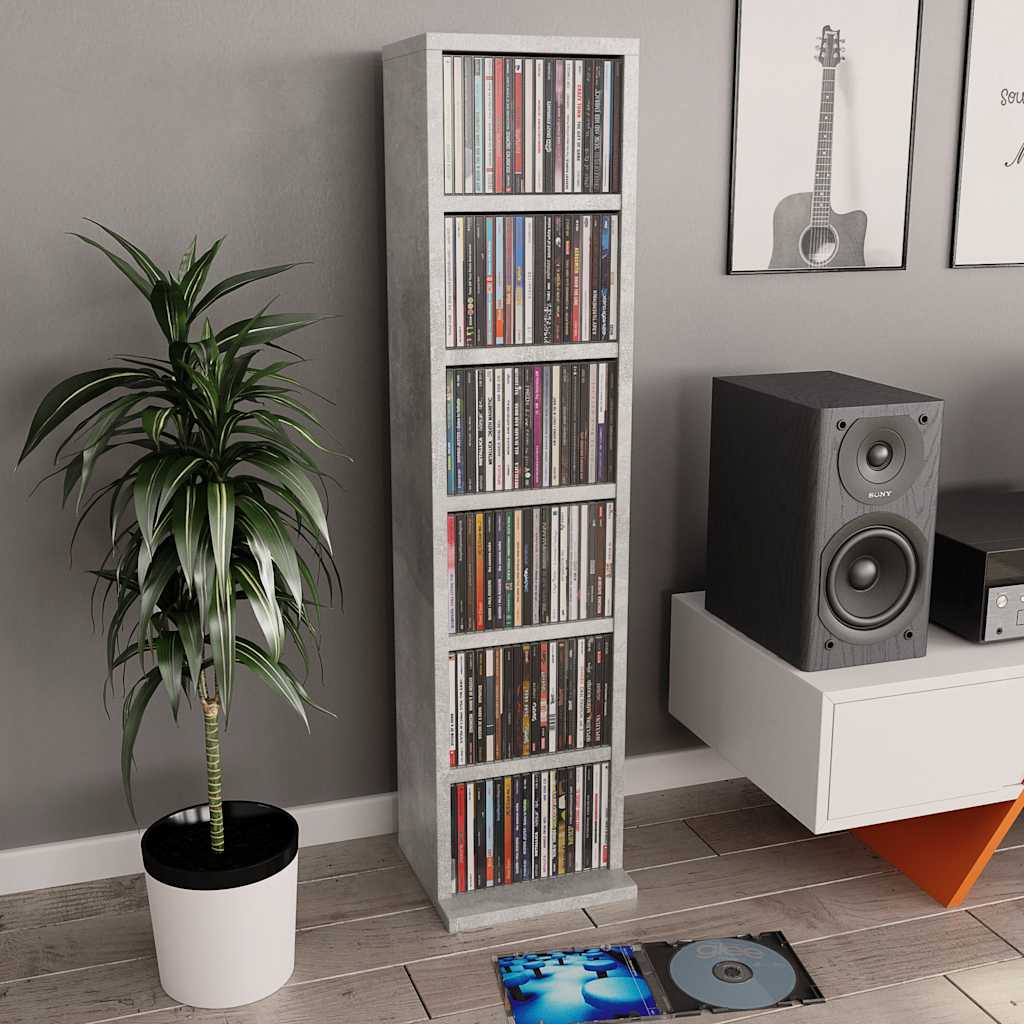 CD Cabinet Concrete Grey 8.3x7.9x34.6" Engineered Wood