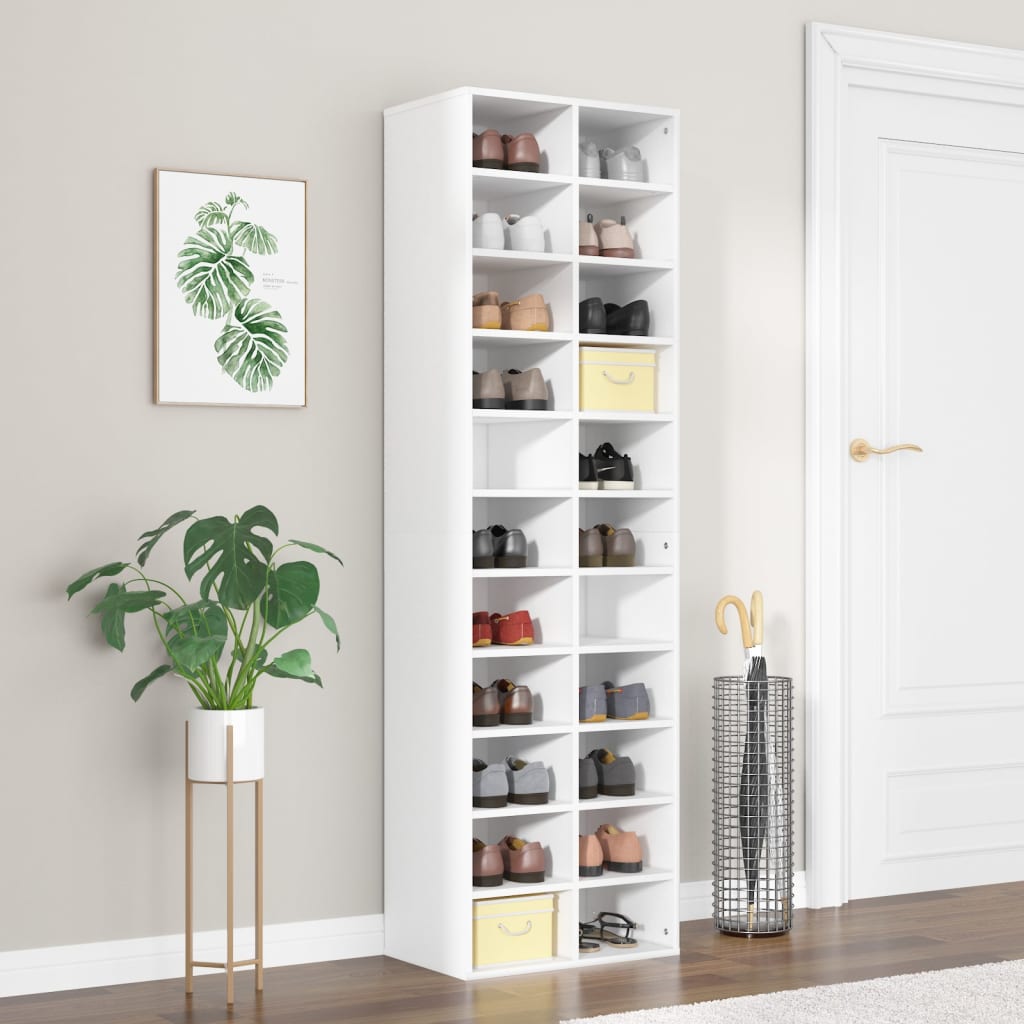 Shoe Cabinet White 21.3x13.4x72.0" Engineered Wood