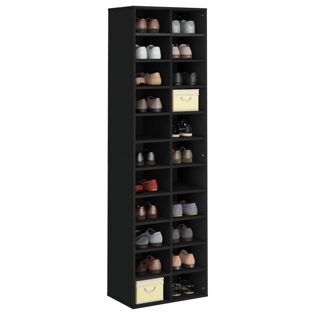 Shoe Cabinet Black 21.3"x13.4"x72" Engineered Wood