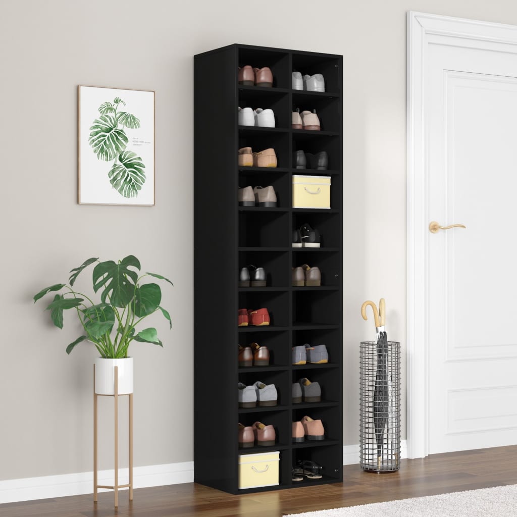 Shoe Cabinet Black 21.3"x13.4"x72" Engineered Wood