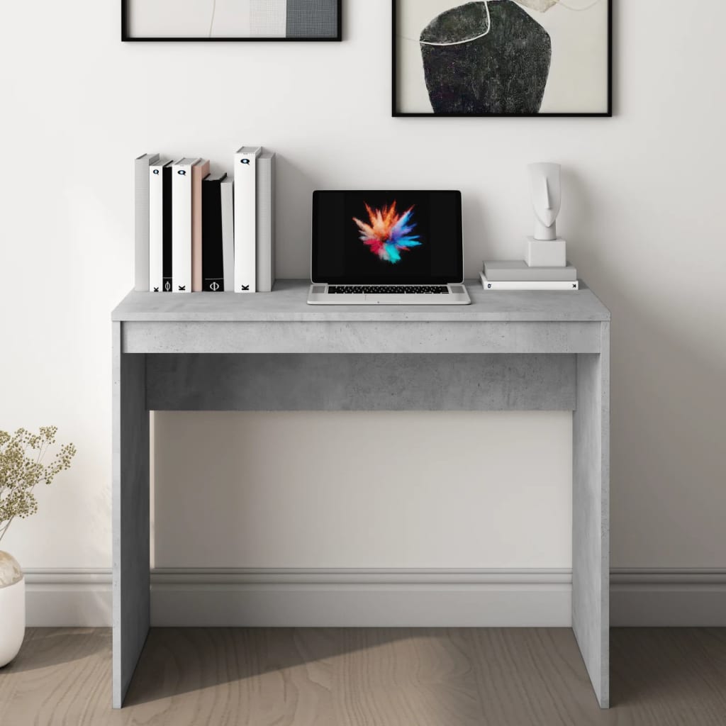 Desk Concrete Gray 35.4"x15.7"x28.3" Engineered Wood