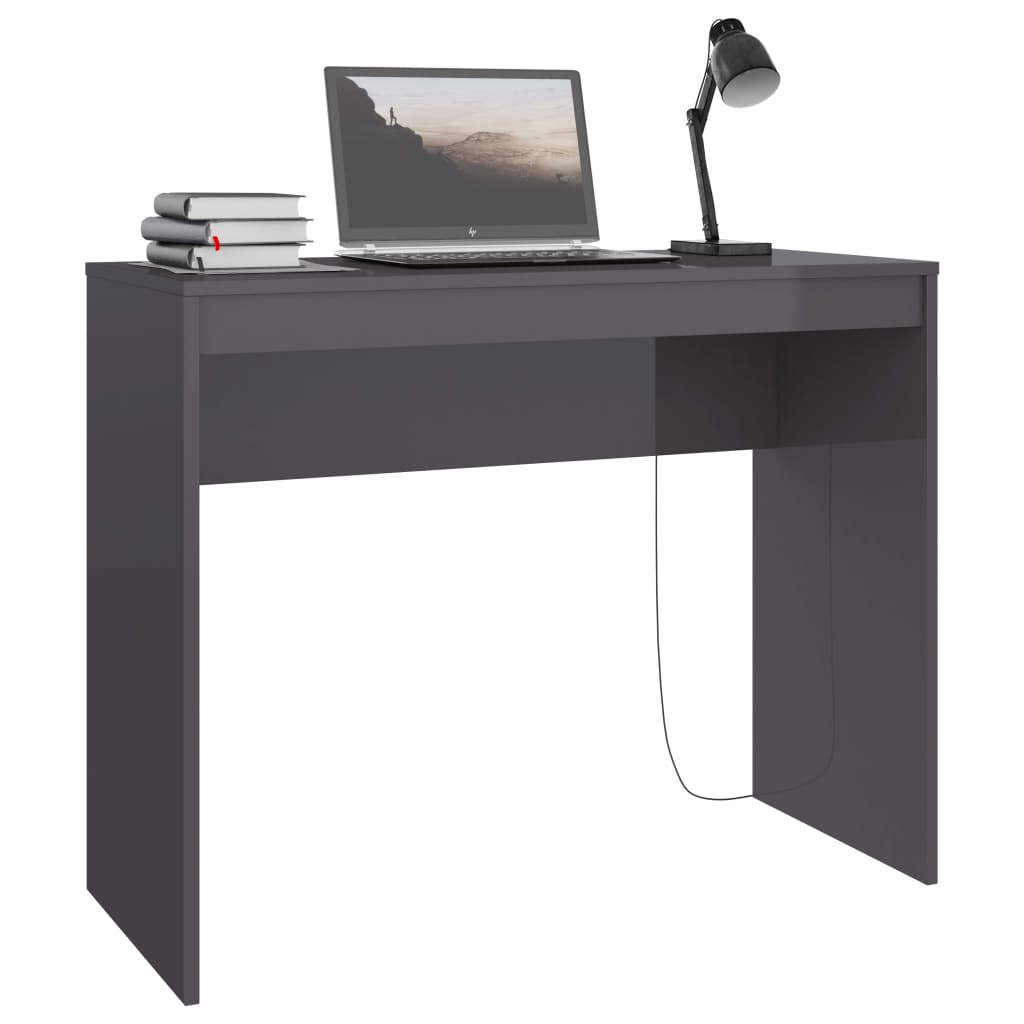 Desk High Gloss Gray 35.4" x 15.7" x 28.3" Engineered Wood