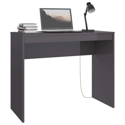 Desk High Gloss Gray 35.4" x 15.7" x 28.3" Engineered Wood