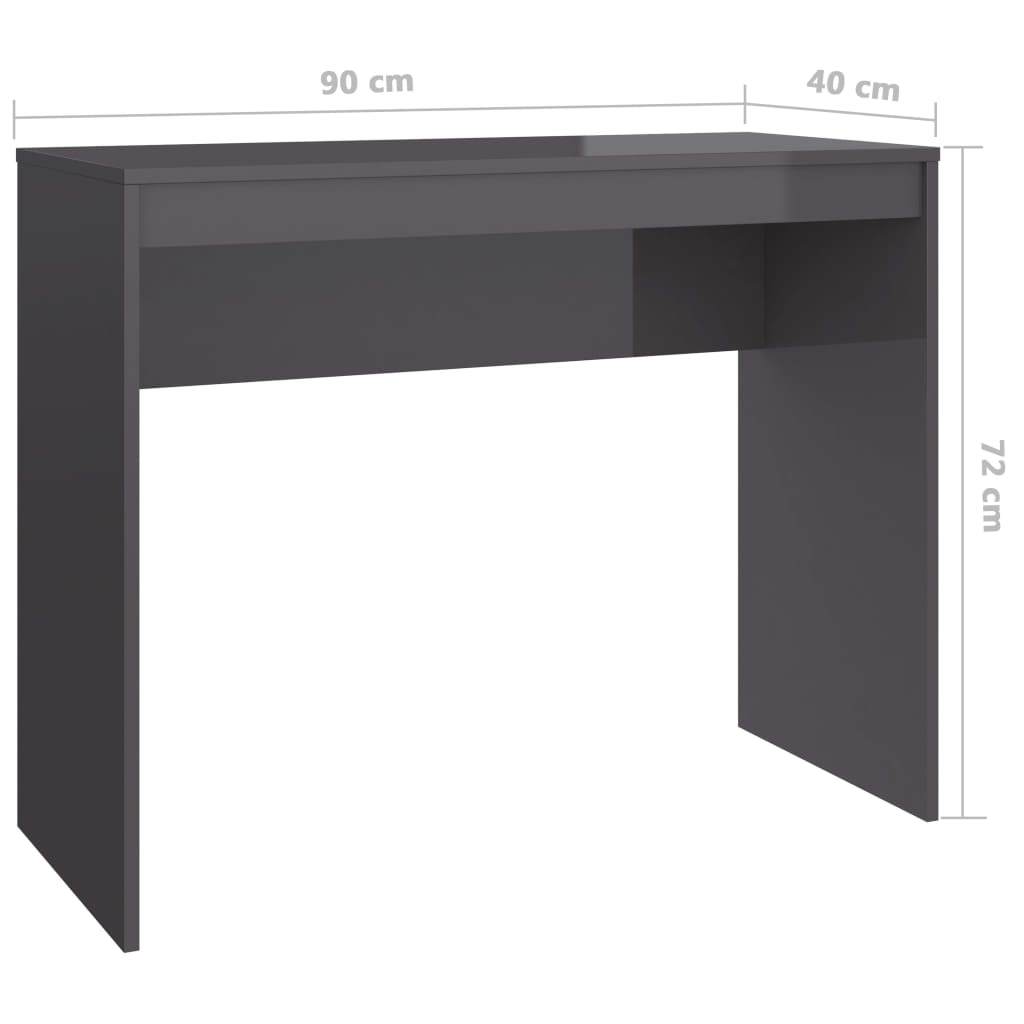 Desk High Gloss Gray 35.4" x 15.7" x 28.3" Engineered Wood