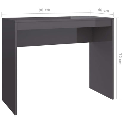 Desk High Gloss Gray 35.4" x 15.7" x 28.3" Engineered Wood