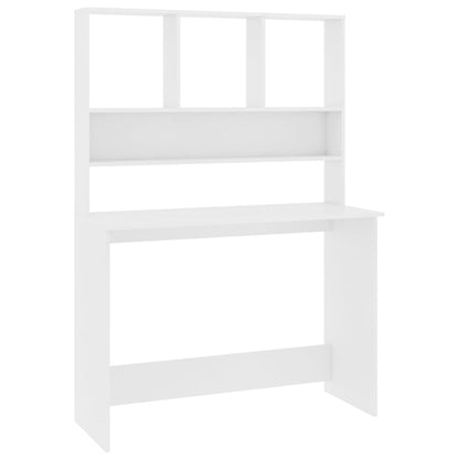 Desk with Shelves White 43.3"x17.7"x61.8" Engineered Wood