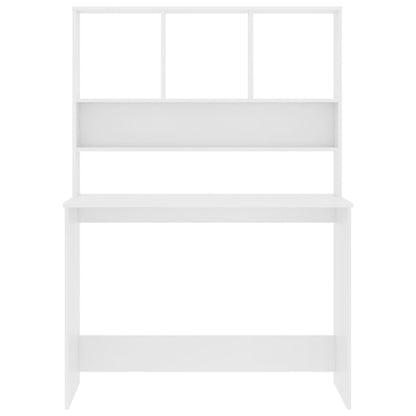 Desk with Shelves White 43.3"x17.7"x61.8" Engineered Wood