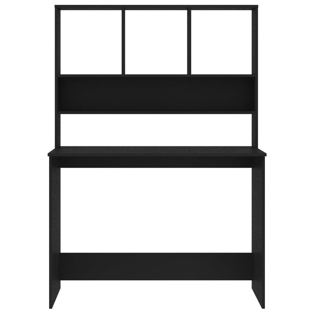 Desk with Shelves Black 43.3"x17.7"x61.8" Engineered Wood