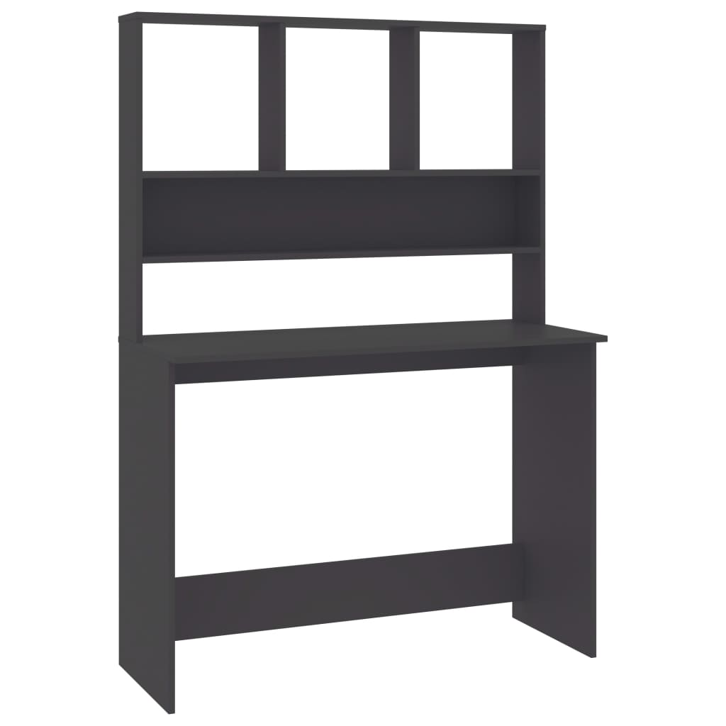 Desk with Shelves Gray 43.3"x17.7"x61.8" Engineered Wood