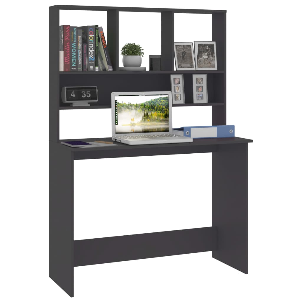 Desk with Shelves Gray 43.3"x17.7"x61.8" Engineered Wood