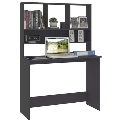 Desk with Shelves Gray 43.3"x17.7"x61.8" Engineered Wood