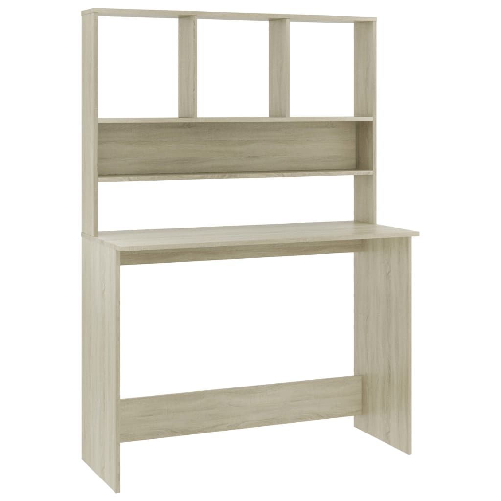 Desk with Shelves Sonoma Oak 43.3"x17.7"x61.8" Engineered Wood