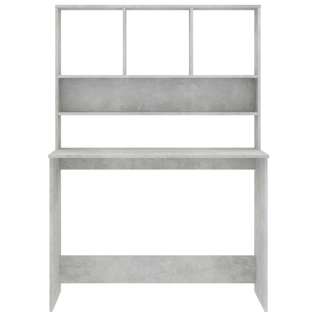 Desk with Shelves Concrete Gray 43.3"x17.7"x61.8" Engineered Wood