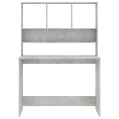Desk with Shelves Concrete Gray 43.3"x17.7"x61.8" Engineered Wood