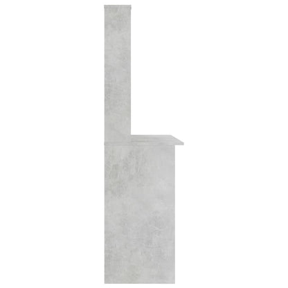 Desk with Shelves Concrete Gray 43.3"x17.7"x61.8" Engineered Wood