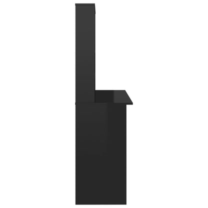 Desk with Shelves High Gloss Black 43.3" x 17.7" x 61.8" Engineered Wood