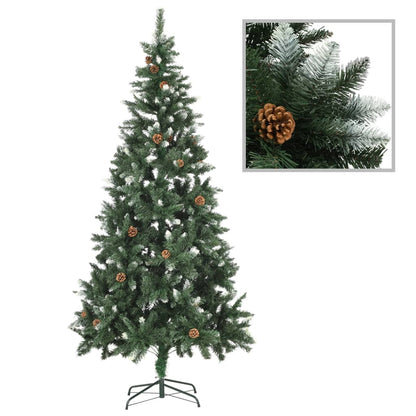 Artificial Christmas Tree with Pine Cones and White Glitter 7 ft
