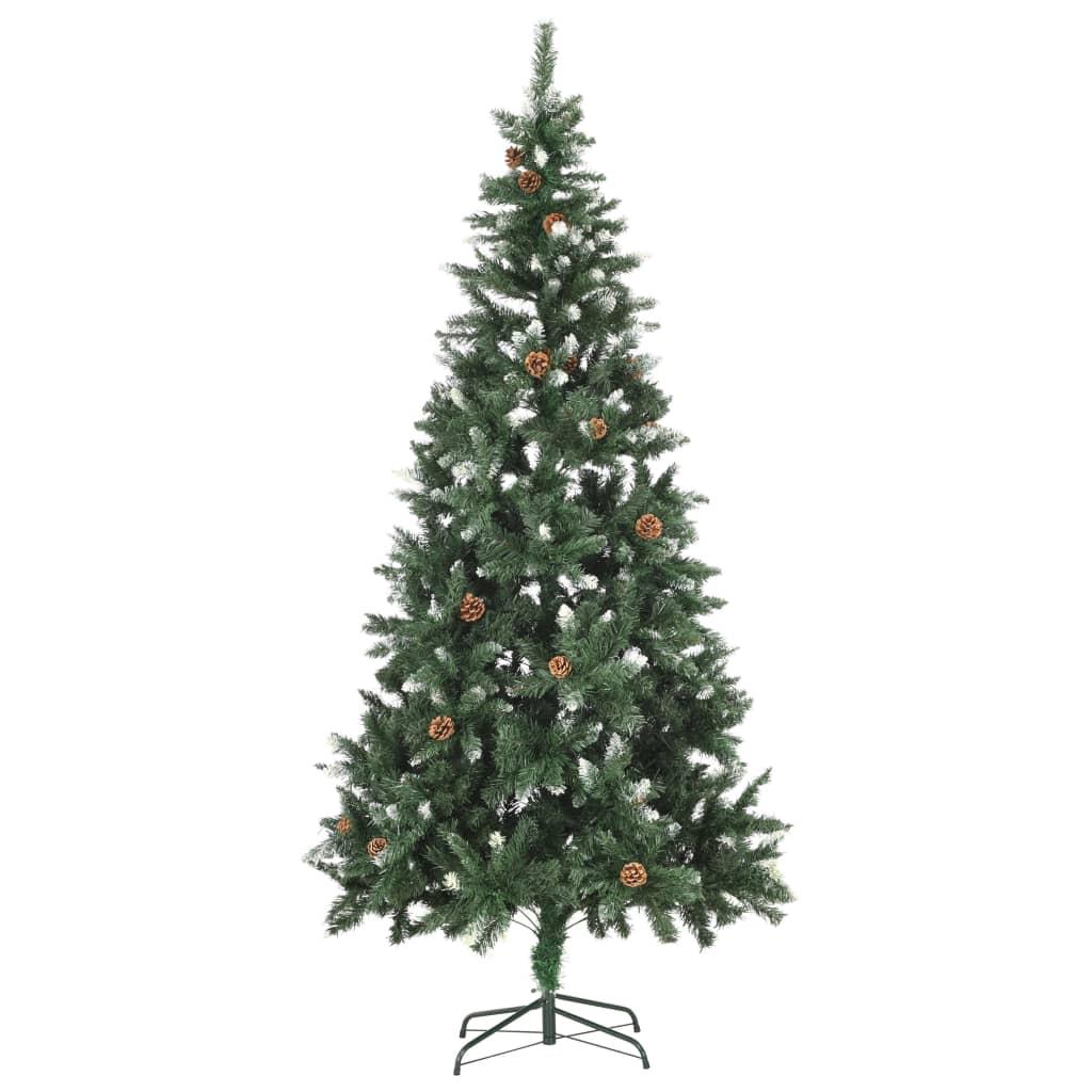 Artificial Christmas Tree with Pine Cones and White Glitter 7 ft