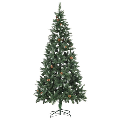 Artificial Christmas Tree with Pine Cones and White Glitter 7 ft
