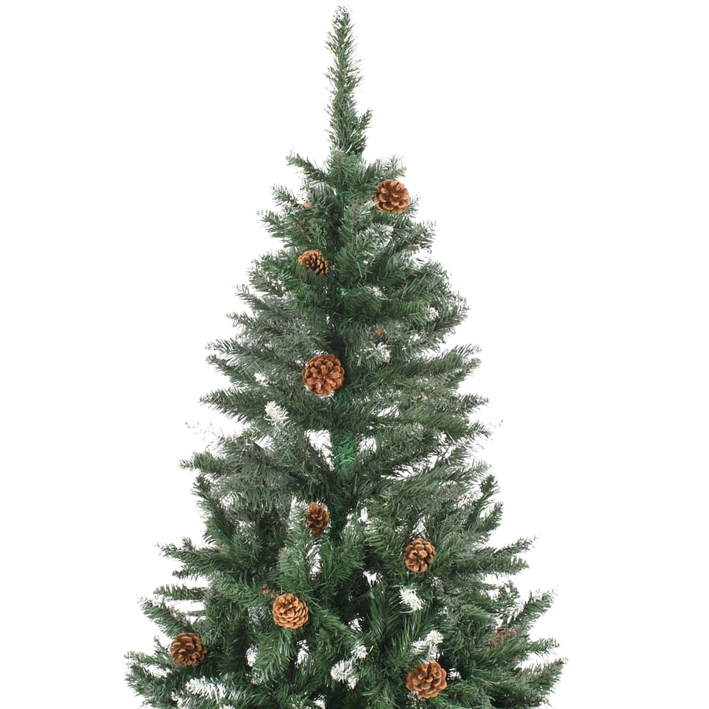 Artificial Christmas Tree with Pine Cones and White Glitter 7 ft