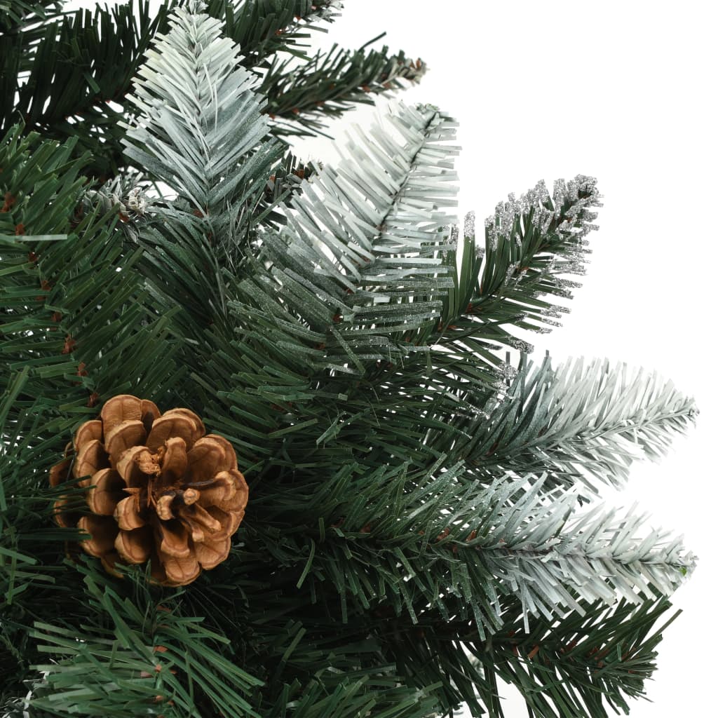 Artificial Christmas Tree with Pine Cones and White Glitter 7 ft