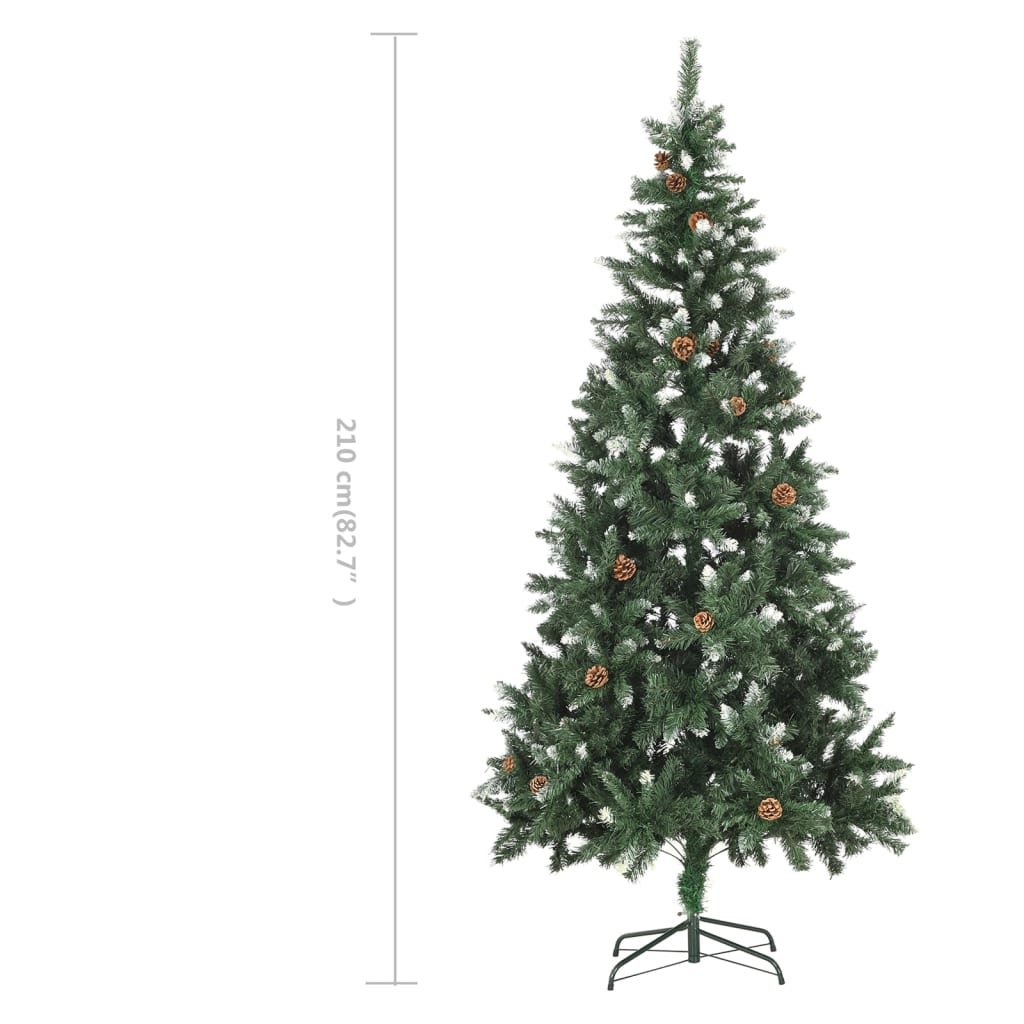 Artificial Christmas Tree with Pine Cones and White Glitter 7 ft