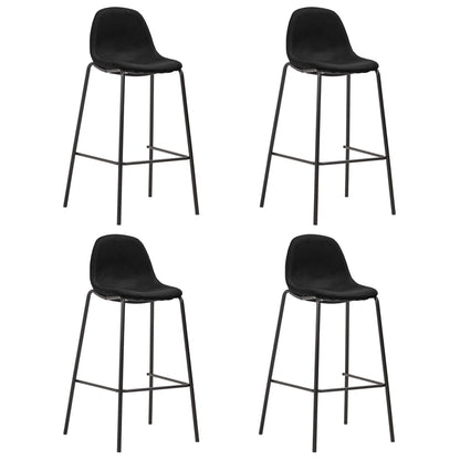 Bar Chair Set of 4 Black Fabric Standard Footrest Bar Stool