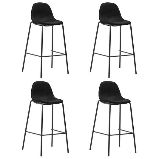 Bar Chair Set of 4 Black Fabric Standard Footrest Bar Stool