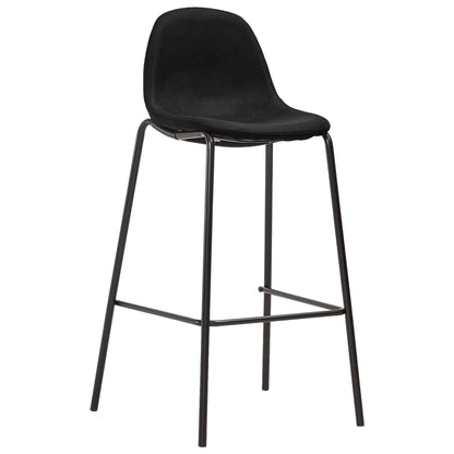 Bar Chair Set of 4 Black Fabric Standard Footrest Bar Stool