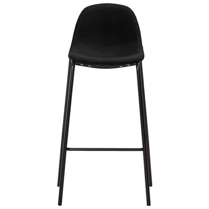 Bar Chair Set of 4 Black Fabric Standard Footrest Bar Stool