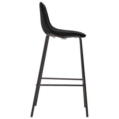Bar Chair Set of 4 Black Fabric Standard Footrest Bar Stool