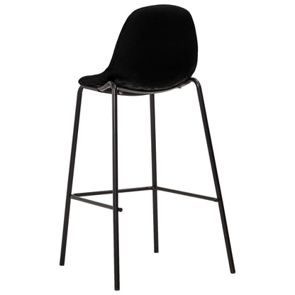 Bar Chair Set of 4 Black Fabric Standard Footrest Bar Stool