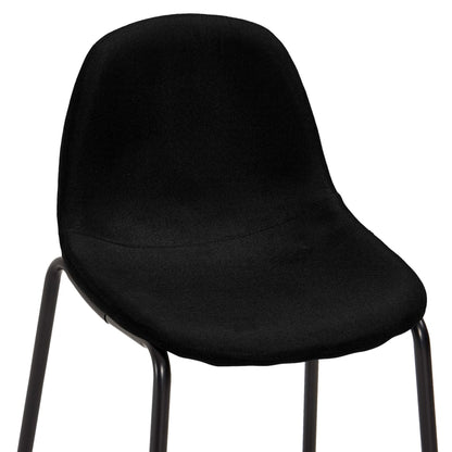 Bar Chair Set of 4 Black Fabric Standard Footrest Bar Stool