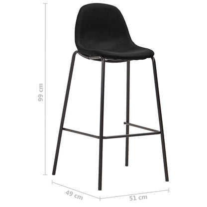 Bar Chair Set of 4 Black Fabric Standard Footrest Bar Stool