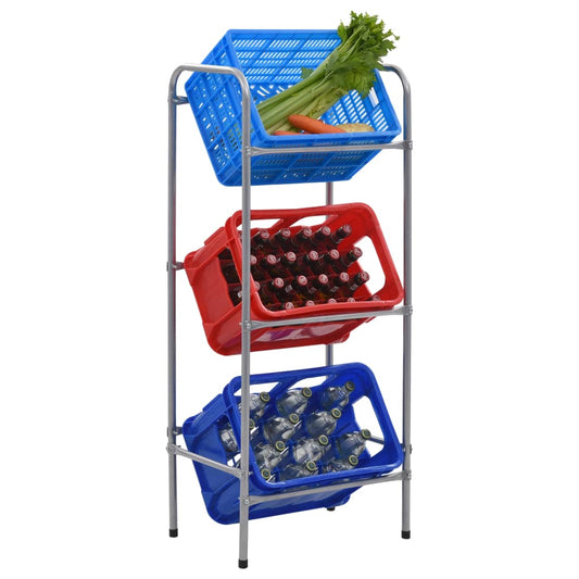 Storage Shelf for 3 Crates Silver 19.7x13.0x45.7" Steel