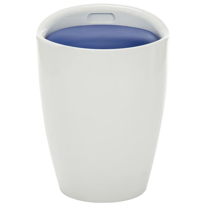Storage Stool White and Blue Faux Leather