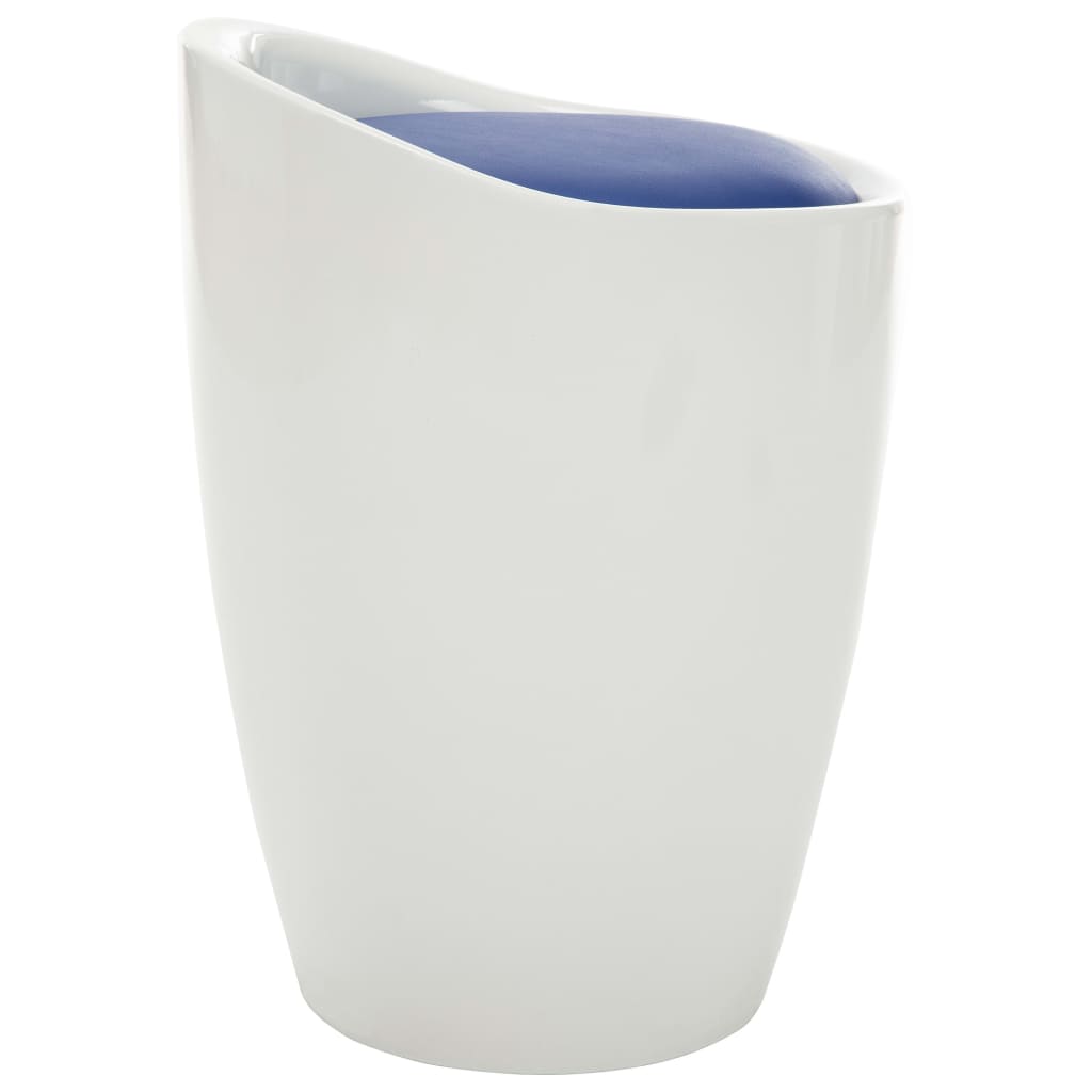 Storage Stool White and Blue Faux Leather