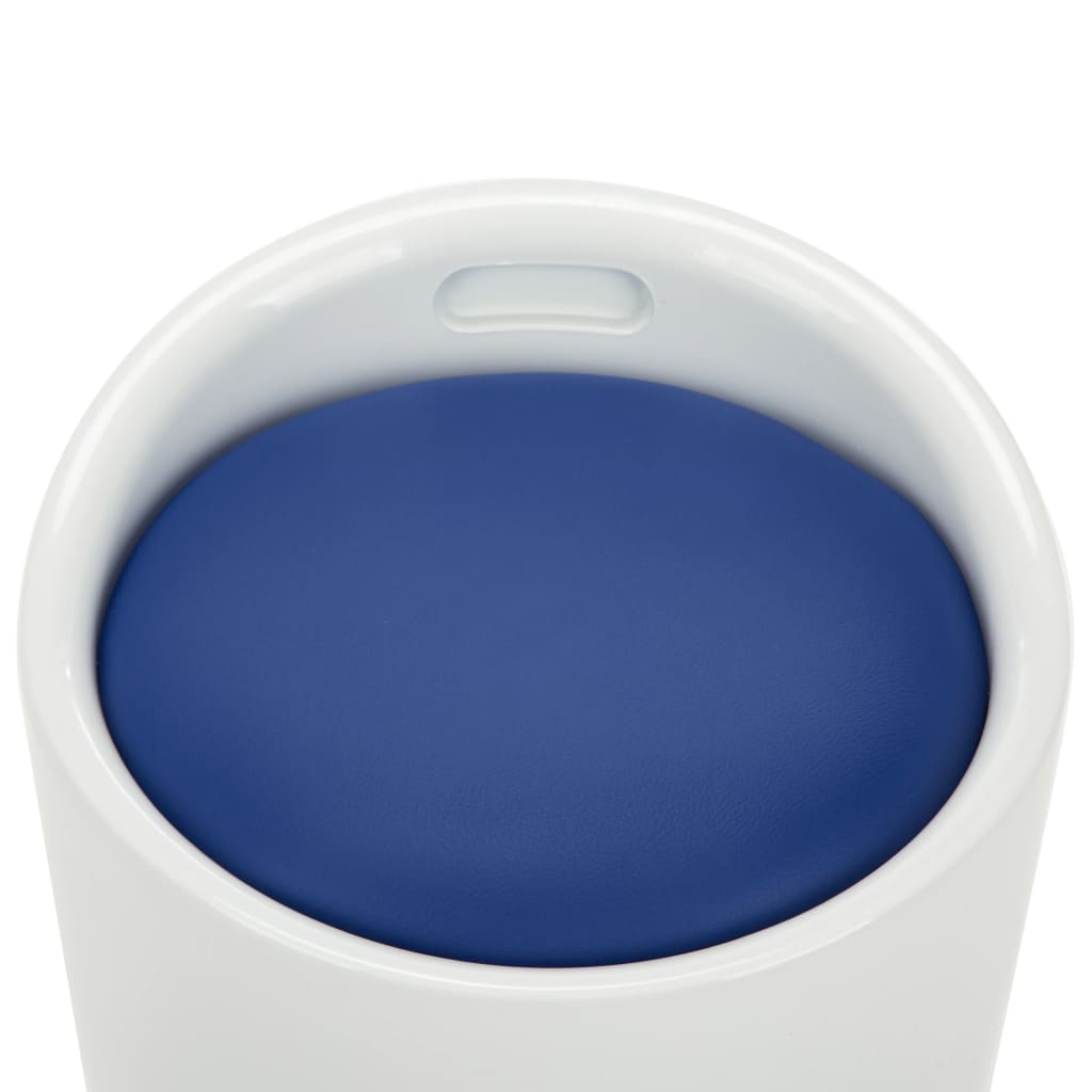 Storage Stool White and Blue Faux Leather